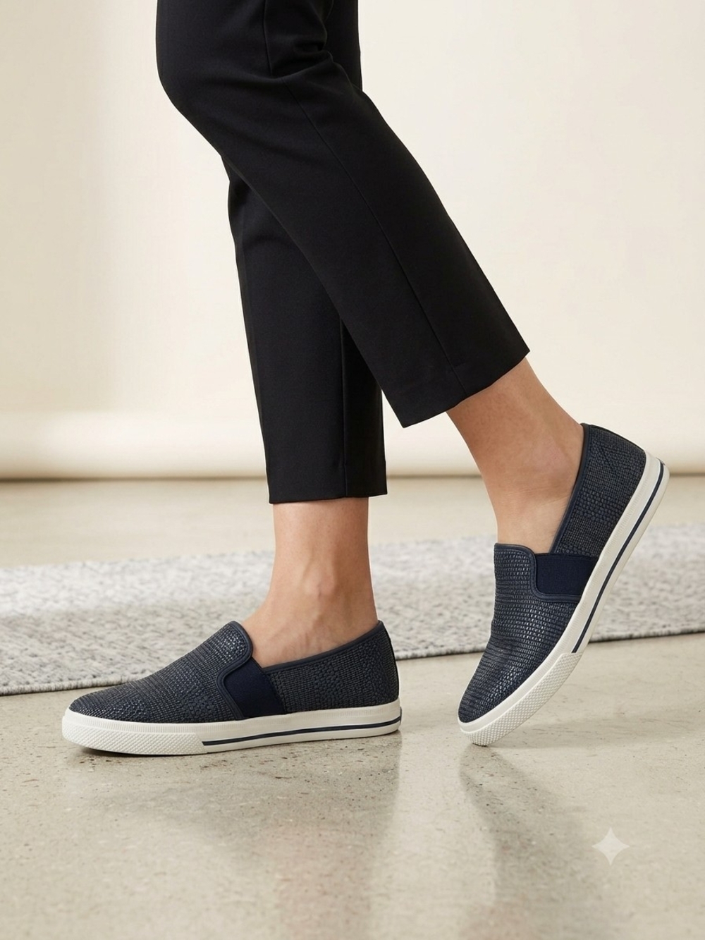 Lauren Ralph Lauren Navy Woven Slip-On Sneakers